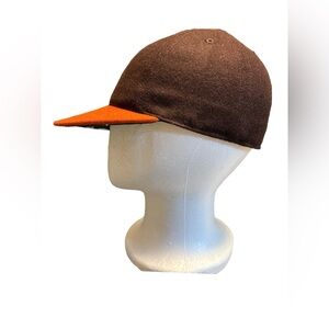 Ideal Cap Co Brown & Orange Wool Baseball Cap Fitted 6 7/8 Never Worn CLE Browns